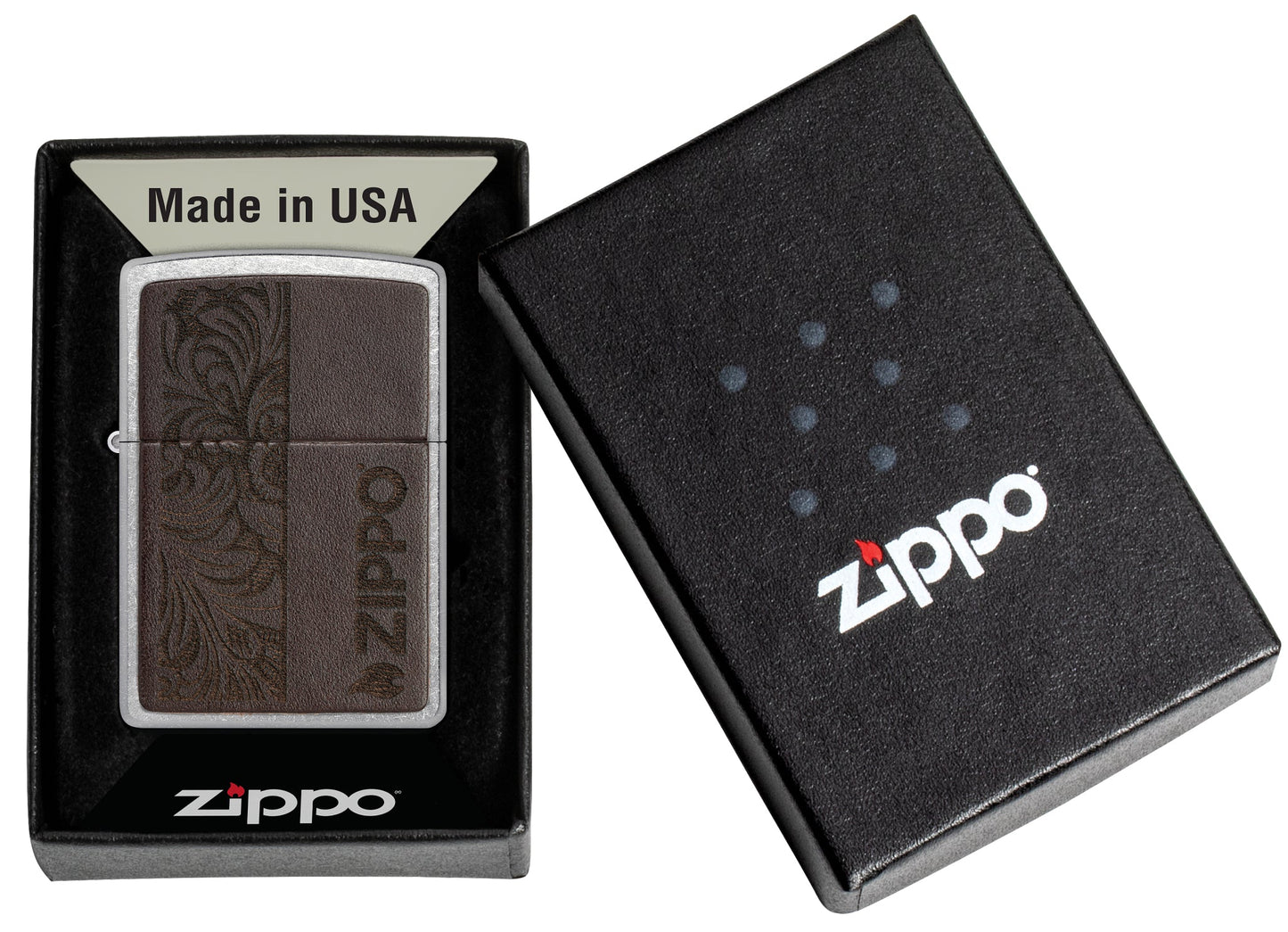 Brown Leather Emblem - Zippo Design