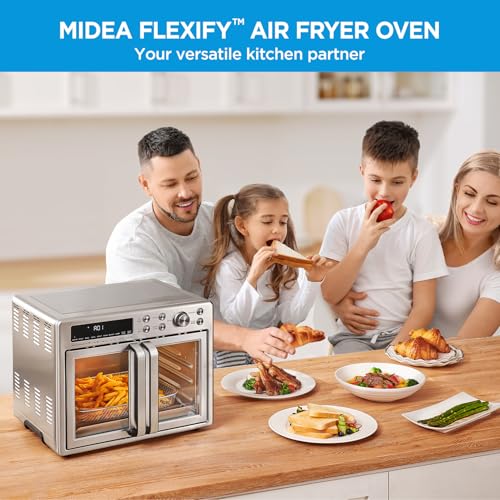 Midea Flexify French Door Toaster Oven Air Fryer Combo, 26.4 QT, Extra Large Air Fryer Countertop Oven 10 in 1 Combo, 25% Faster Cooking and 90% Less Oil, Stainless Steel : Home & Kitchen