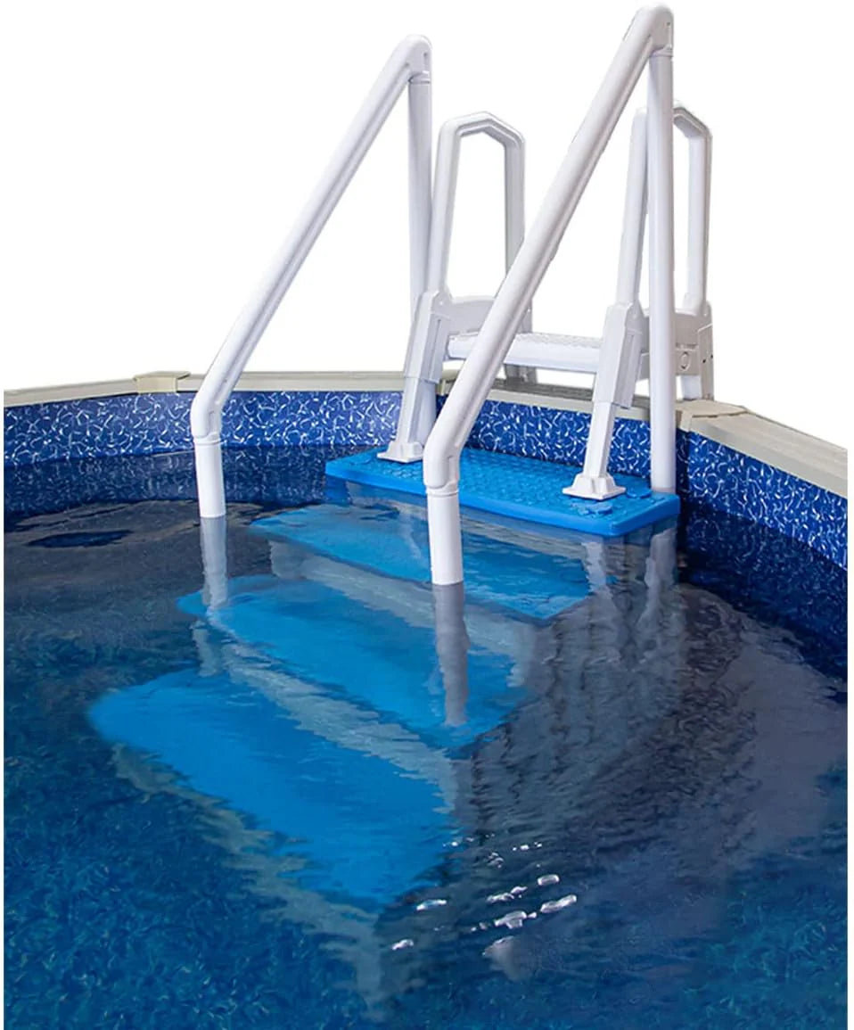 Select Anti-Slip in-Pool Steps | Gray | for Above Ground Swimming Pools | Can Mount to Decks 48 to 54 H | Safety Stairs Capacity Up to 300 lbs