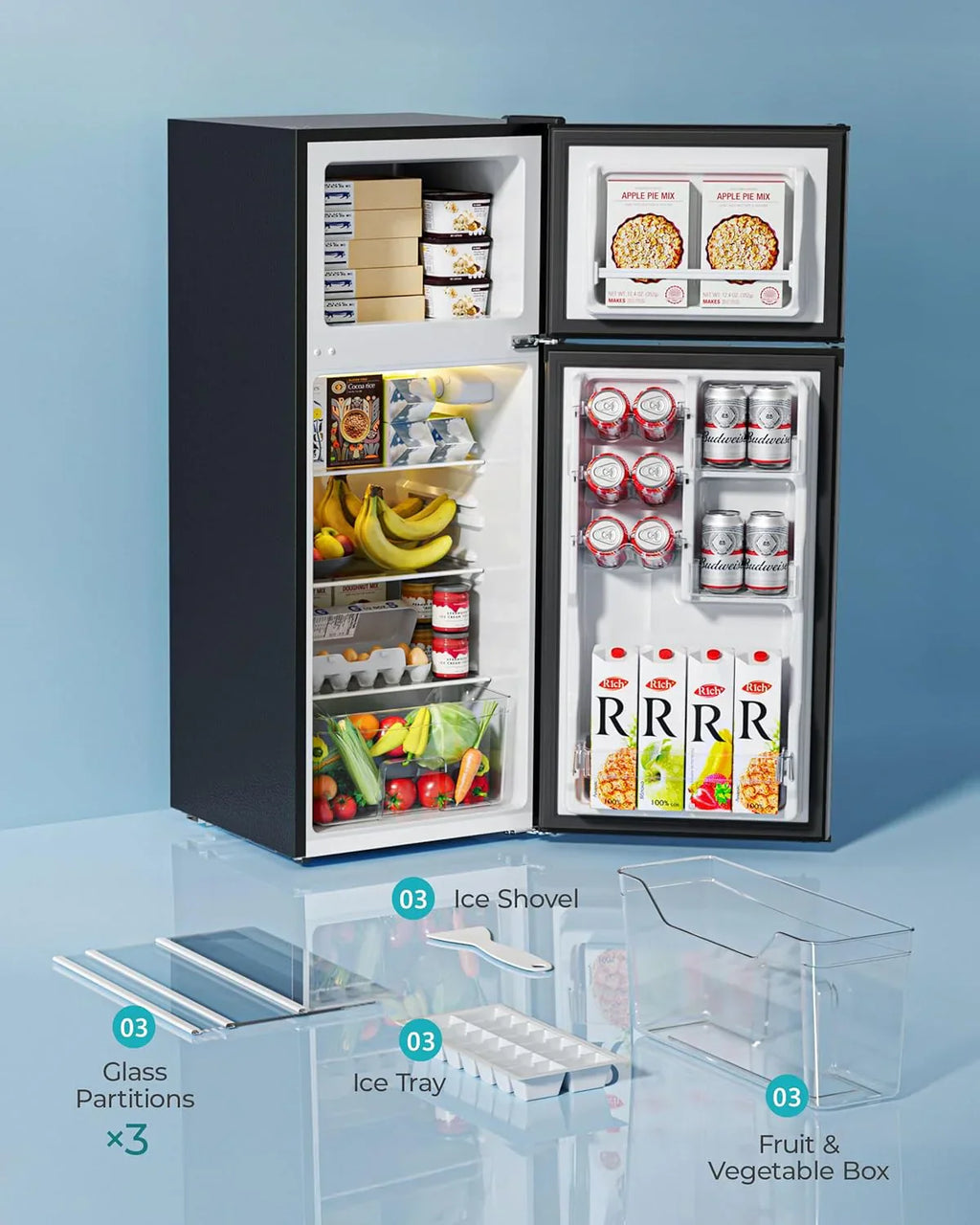 3.2 Cu.Ft Mini Fridge with Freezer ?? 2-Door Compact Refrigerator for Bedroom, Dorm, Office or Apartment, Silver3.2 Cu.Ft Mini Fridge with Freezer ?? 2-Door Compact Refrigerator for Bedroom, Dorm, Office or Apartment, Silver