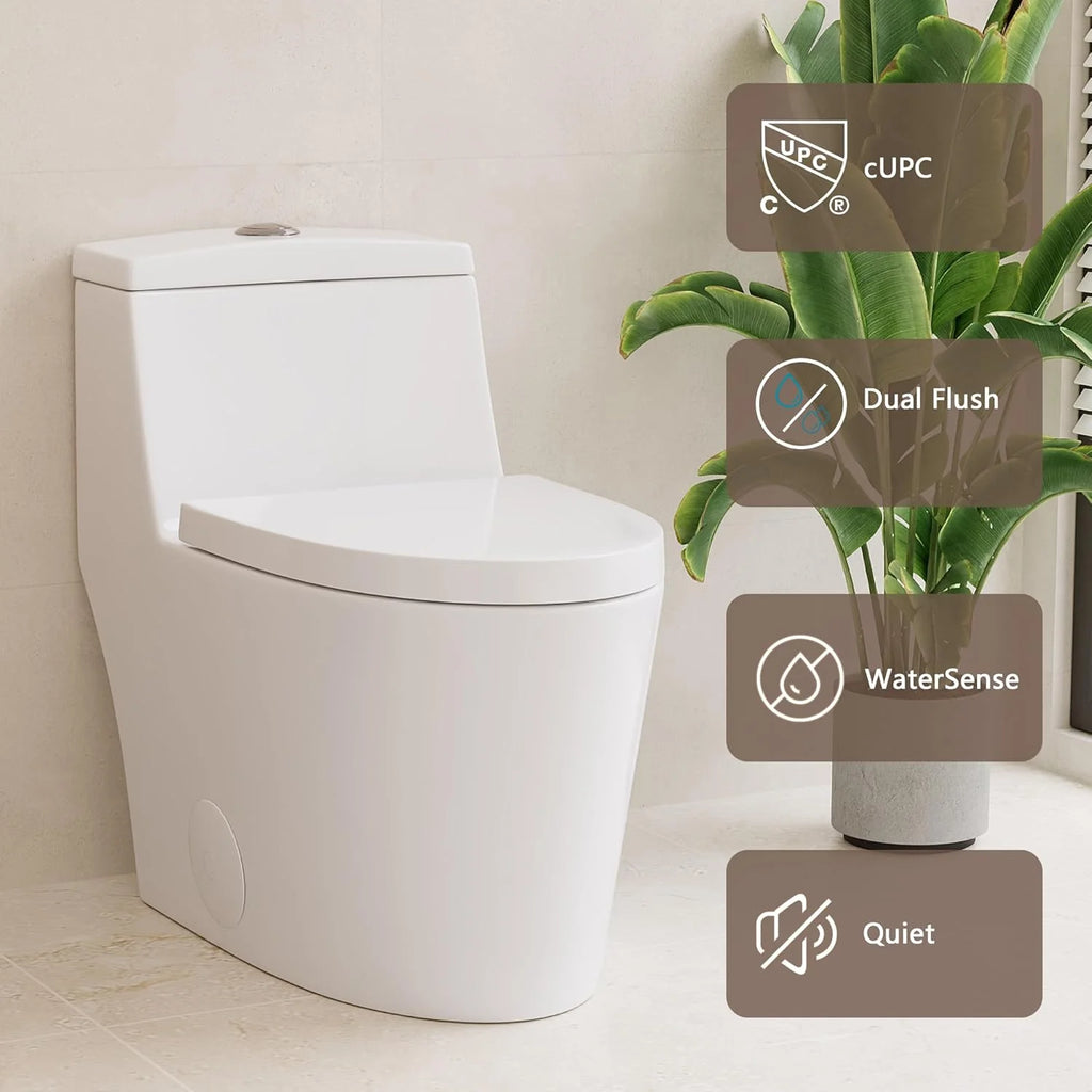 Deer Valley One Piece Toilet, Dual Flush, ADA Height, White