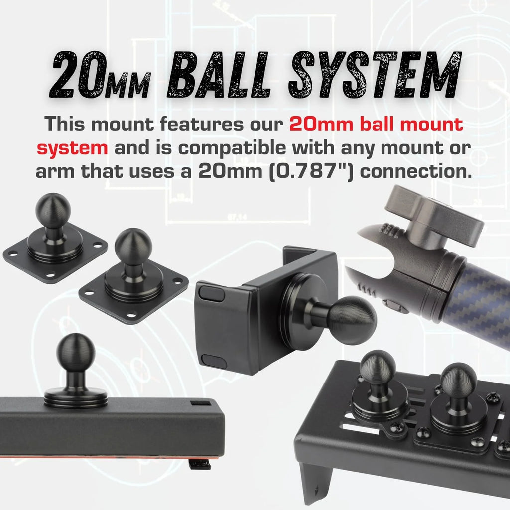 Dash Mount Cell Phone Holder RAM Truck Compatible (2019+ 1500, 2500, 3500 and TRX) with 20mm Ball Mount - Compatible with iPhone and Android Smartphones (Dual Ball with 2 Phone Holders)