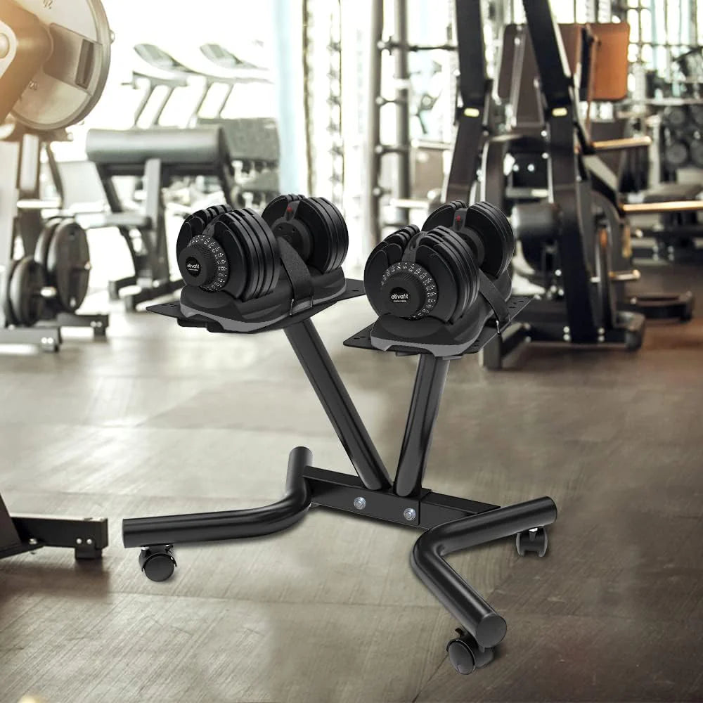 Dumbbell Stand Fitness Dial Dumbbell Rack with Adjustable Belt for Home Gym Set