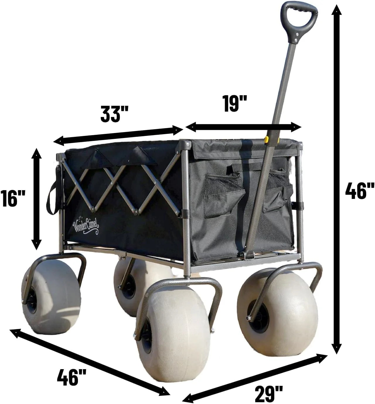 Beach Wagon with 13 Balloon Wheels, Collapsible, All-Terrain, 185L