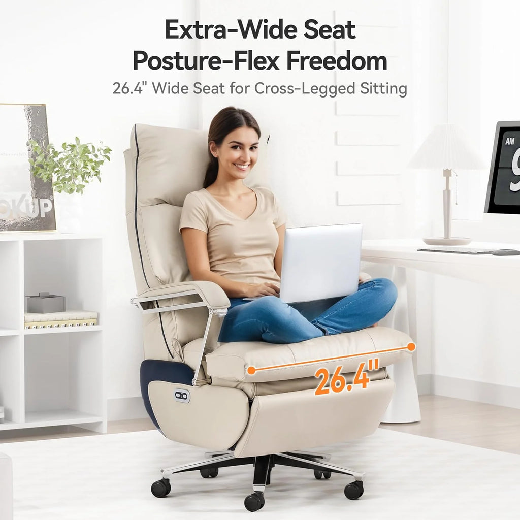 M80 Dual Motor Executive Office Chair with Footrest, Big & Tall, 420lbs, Beige
