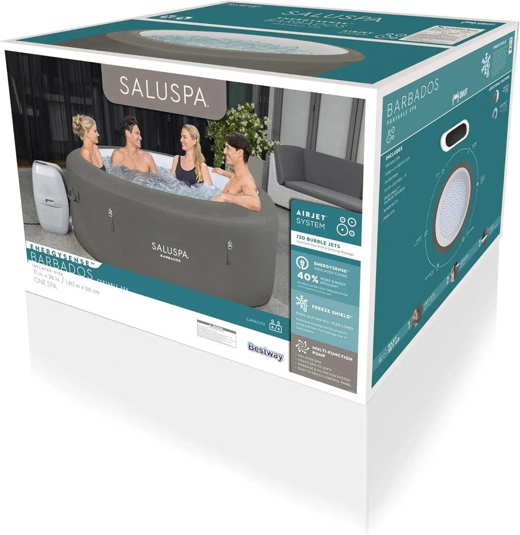 Inflatable Hot Tub Spa (71 x 26) | Portable Hot Tub with 2 Covers (1 Energy-Efficient Thermal Cover and 1 Standard Cover) | Fits Up to 2-4 Persons | Black