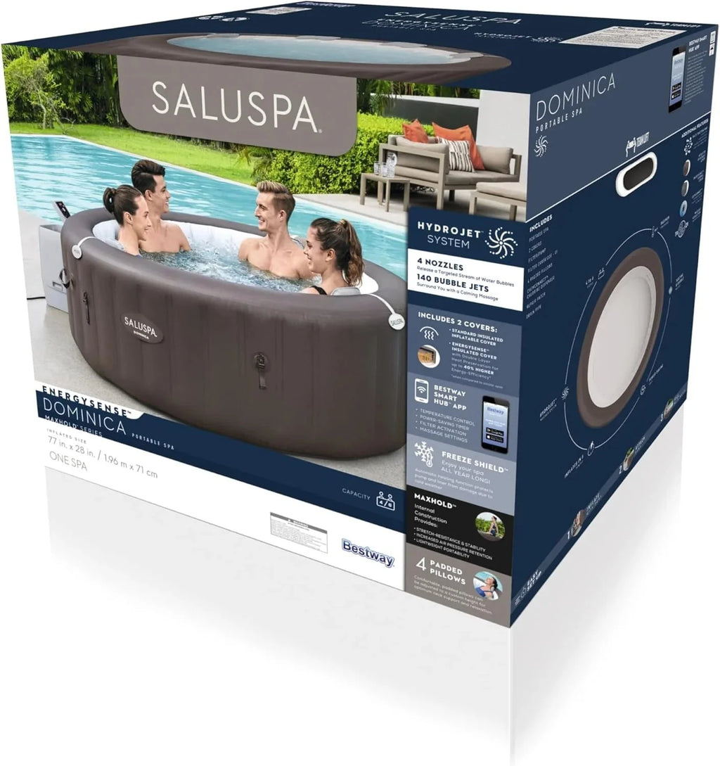 Inflatable Hot Tub Spa (71 x 26) | Portable Hot Tub with 2 Covers (1 Energy-Efficient Thermal Cover and 1 Standard Cover) | Fits Up to 2-4 Persons | Black