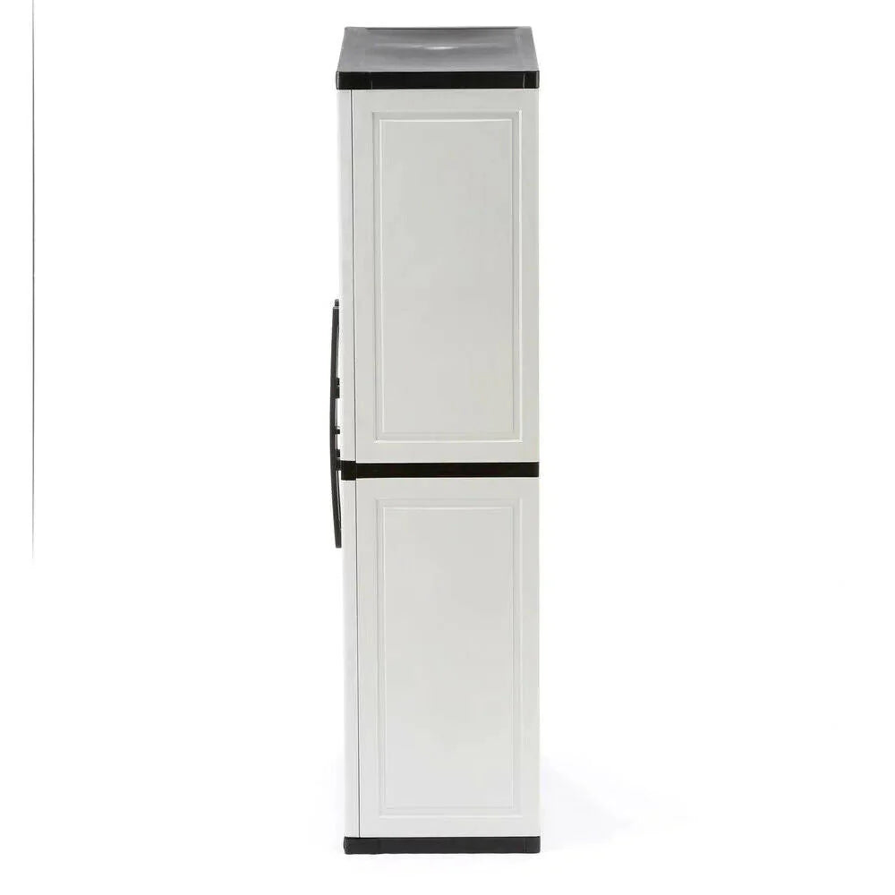 HDX Gray Plastic Freestanding Garage Cabinet, 35′′W x 71′′H x 18′′D, with Adjustable Shelves and Lockable Doors