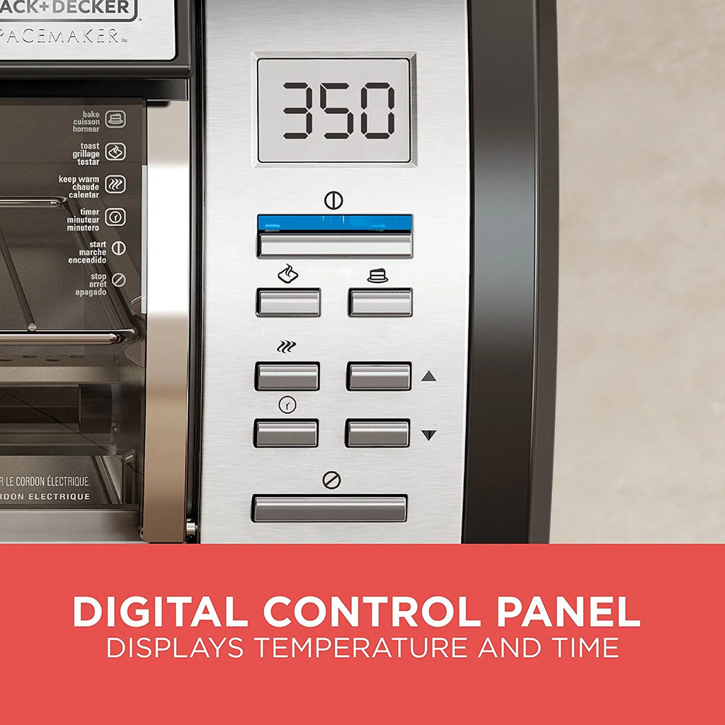 BLACK+DECKER SpaceMaker Under-Counter Toaster Oven, Digital Controls, Black/Stainless Steel, Fits 9锟芥?锟斤拷 Pizza, TROS1000D