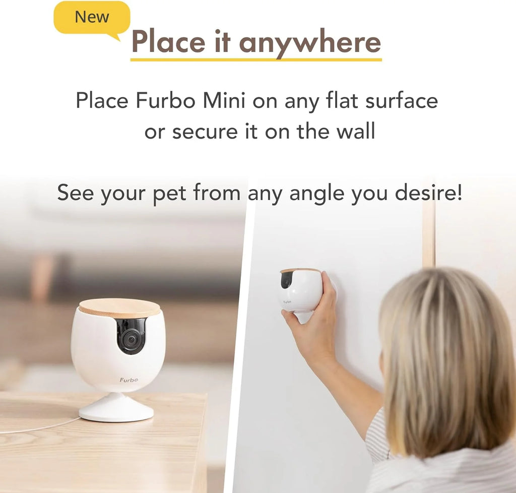360° Cat Camera: See Your Cat from Anywhere | Rotating 360° Cat Tracking, Treat Toss, Color HD Night Vision, 2-Way Audio, Real-Time Notifications, Designed for Cats | Pet Camera w/Phone App