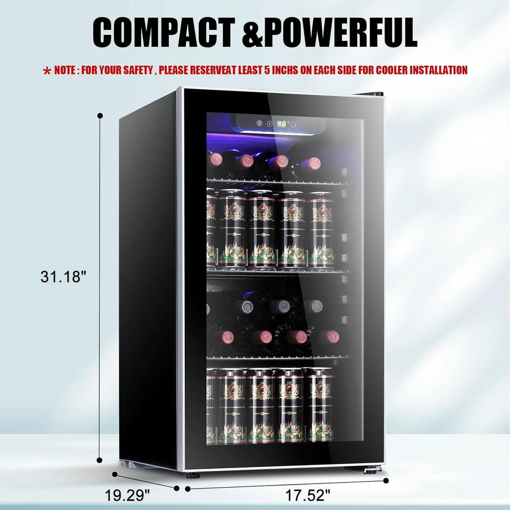 Antarctic Star 36 Bottle Wine Cooler/Cabinet BeverageRefrigerator Small Mini Wine Cellar Beer Soda Bar Fridge Quiet Operation Compressor Adjust Temperature Freestanding Black, 4.4 Cu. ft