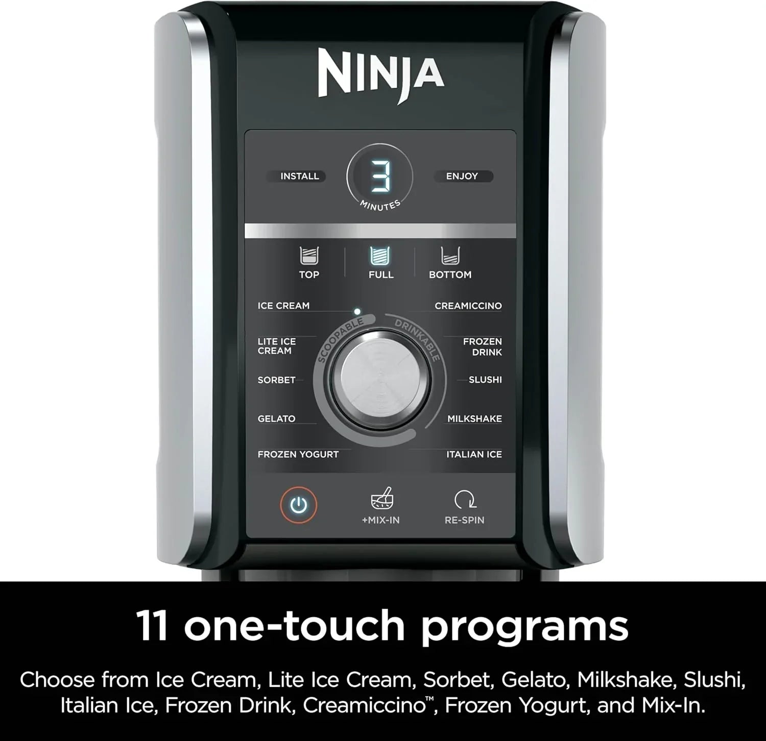 Ninja NC301 CREAMi Ice Cream Maker, for Gelato, Mix-ins, Milkshakes, Sorbet, Smoothie Bowls & More, 7 One-Touch Programs, with (2) Pint Containers & Lids, Compact Size, Perfect for Kids, Silver