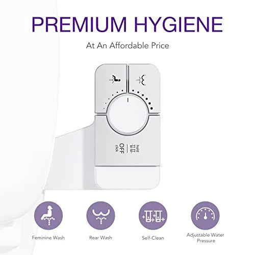 Veken Bidet Attachment for Toilet - Ultra-Slim Self Cleaning Fresh Cold Water Sprayer Bidets