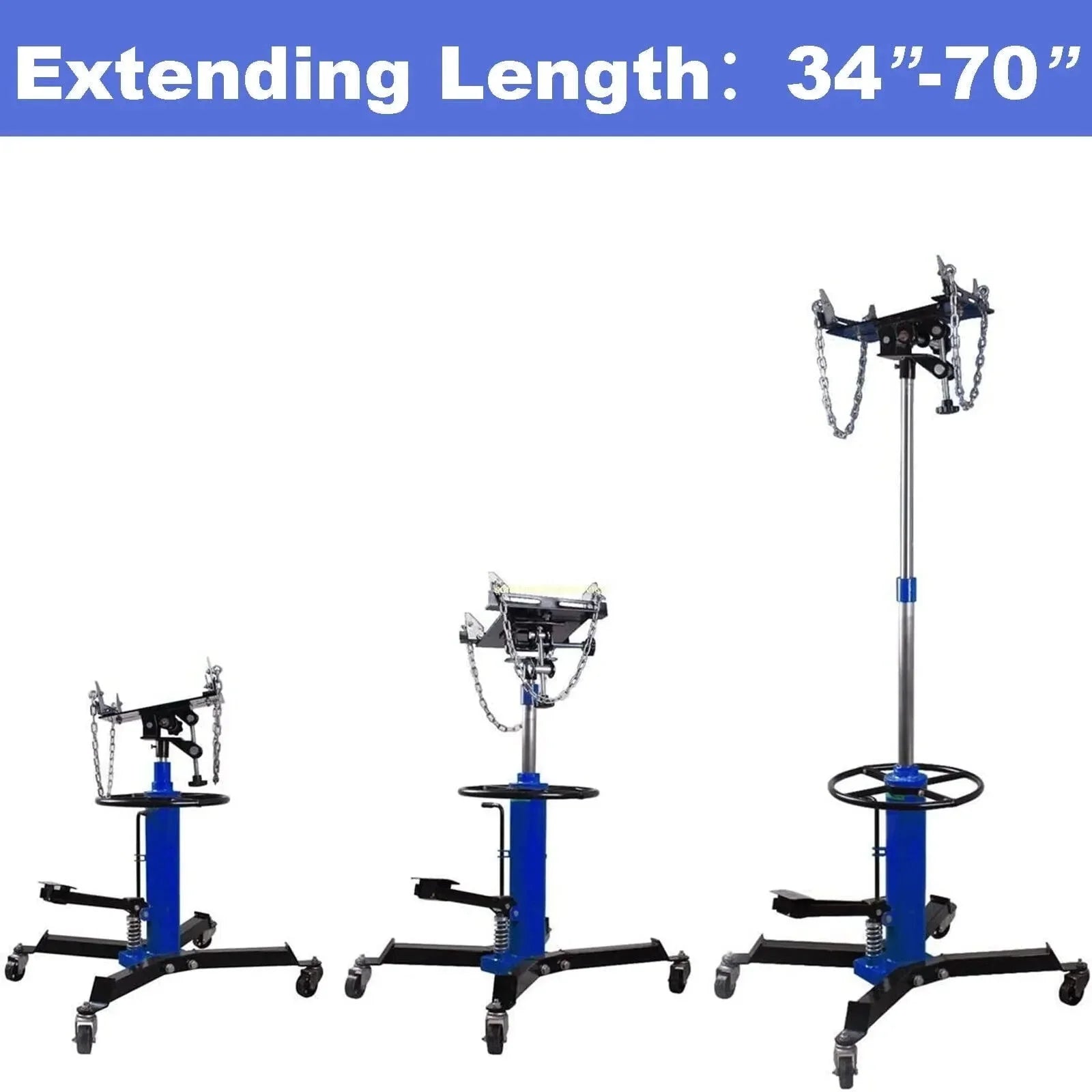 1660 Pounds Hydraulic Car Transmission Jack Vertical Lift with 360 Swivel Wheel Pedal ,Blue,33-70(0.75Ton)