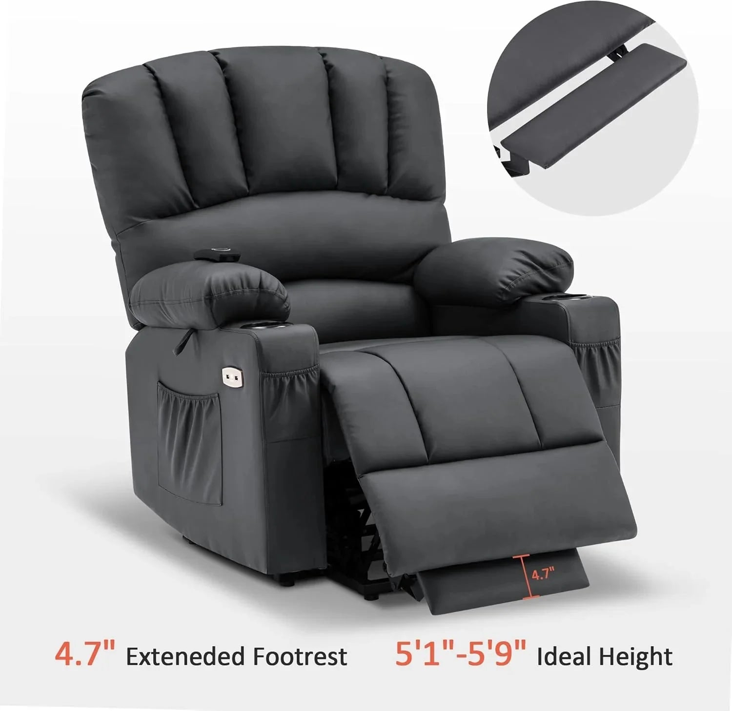 Heated Lift Recliner for Seniors with USB & Cup Holders