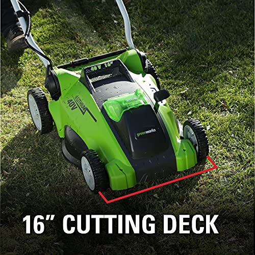 Greenworks 40V 16 Cordless Electric Lawn Mower, 4.0Ah Battery and Charger Included