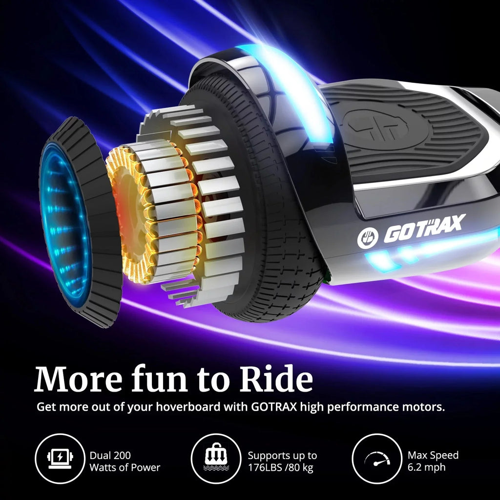 GOTRAX GLIDE PRO Bluetooth Hoverboard, 6.5 Wheels and 7 Colors Lights Self Balancing Scooters for 44 176lbs Kids Adults Silver