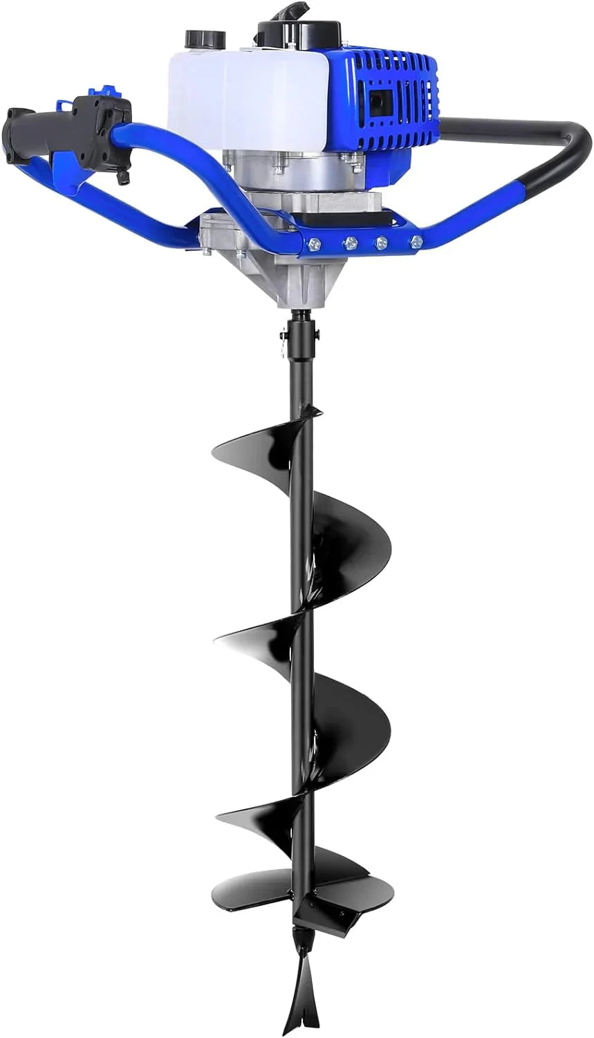 Post Hole Digger Gas Powered, 52cc 2.4 HP 2 Stroke Engine Earth Auger with 8 Drill Bit, EPA Compliant Post Hole Auger