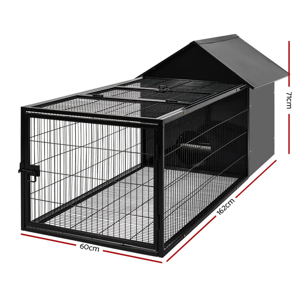 Weatherproof Metal Rabbit Hutch w/ Run & Secure Locks i.Pet