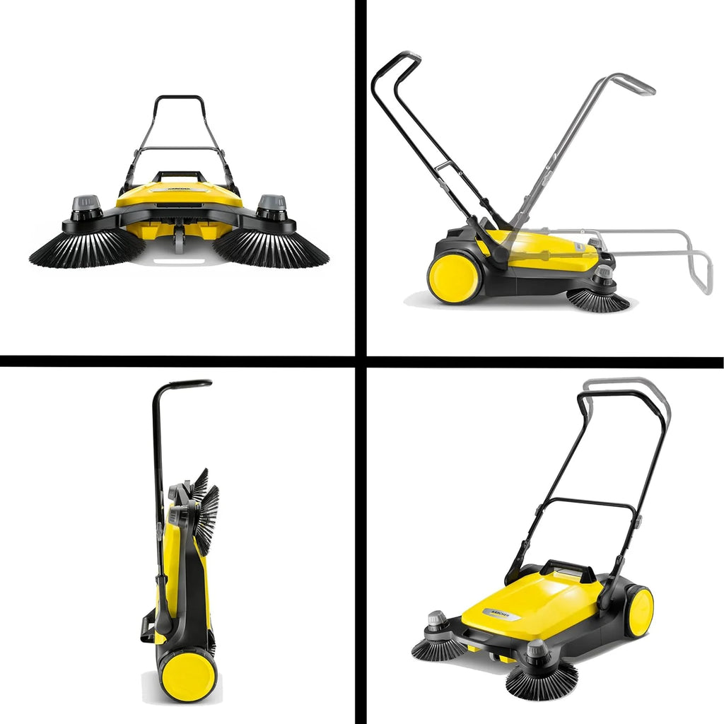 S 6 Twin Walk-Behind Outdoor Hand Push Floor Sweeper - 10 Gallon Capacity - 33.9 Sweeping Width - Sweeps up to 32,300 Square Feet/Hour