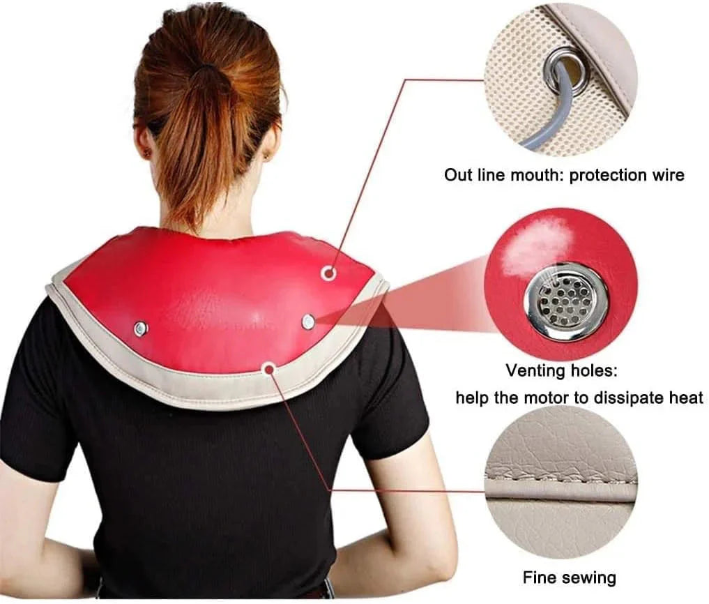 Heated neck massager, acupressure neck and shoulder massager pillow, portable electric back massager