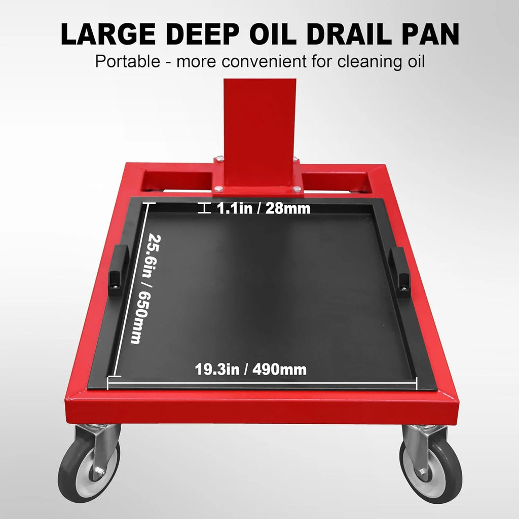 Rotating Engine Stand: Removable Oil Pan and Magnetic Tray, Turbine Turntable, 2 Brake Caster Lockable Wheels, 1,000 Lbs Capacity