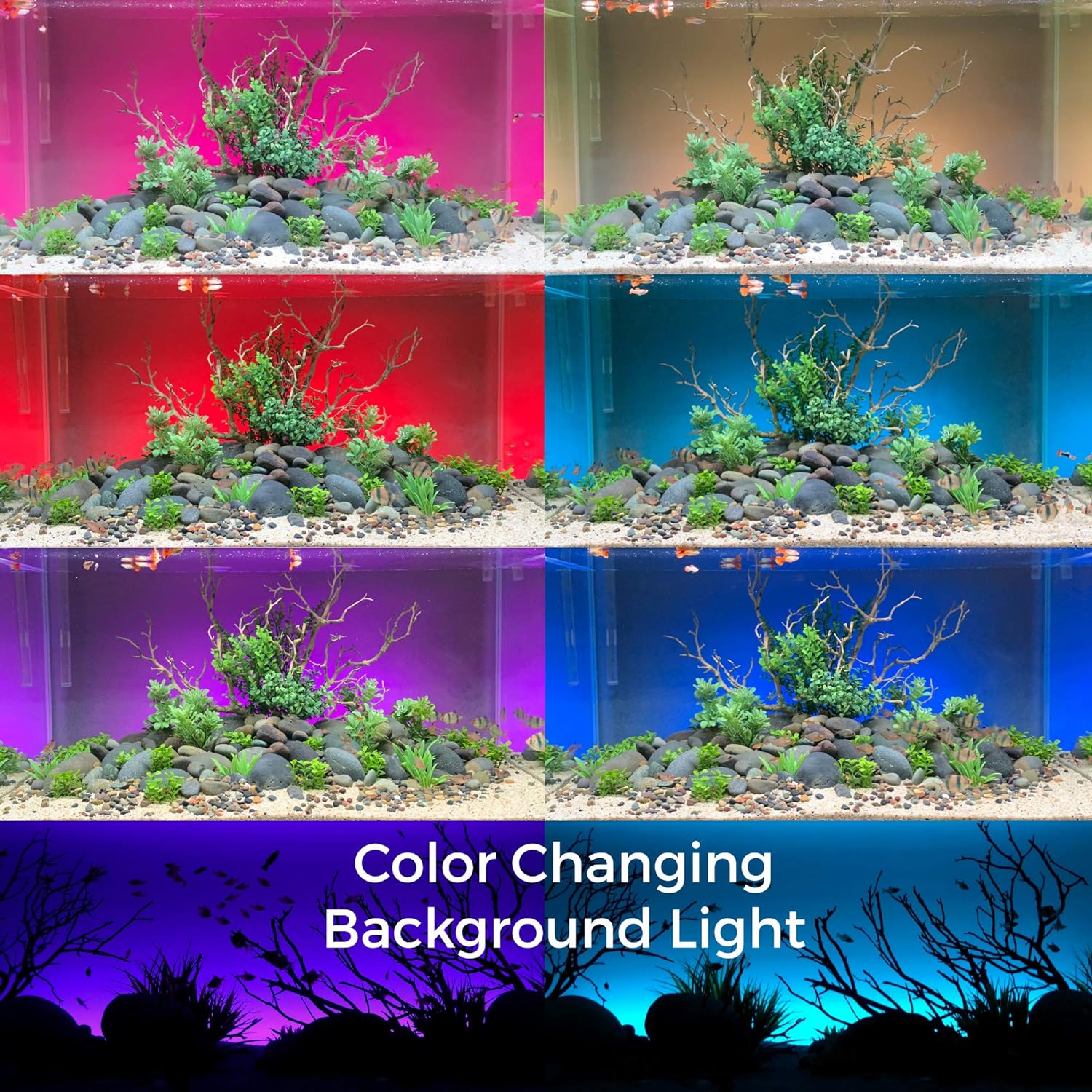 72 Inch Serene Aquarium Visual and Audio Aquatic Experience Kit with LED Aquarium Light, LED Background Light, Frosted Background Film & Speaker for Fish Tank (4028)