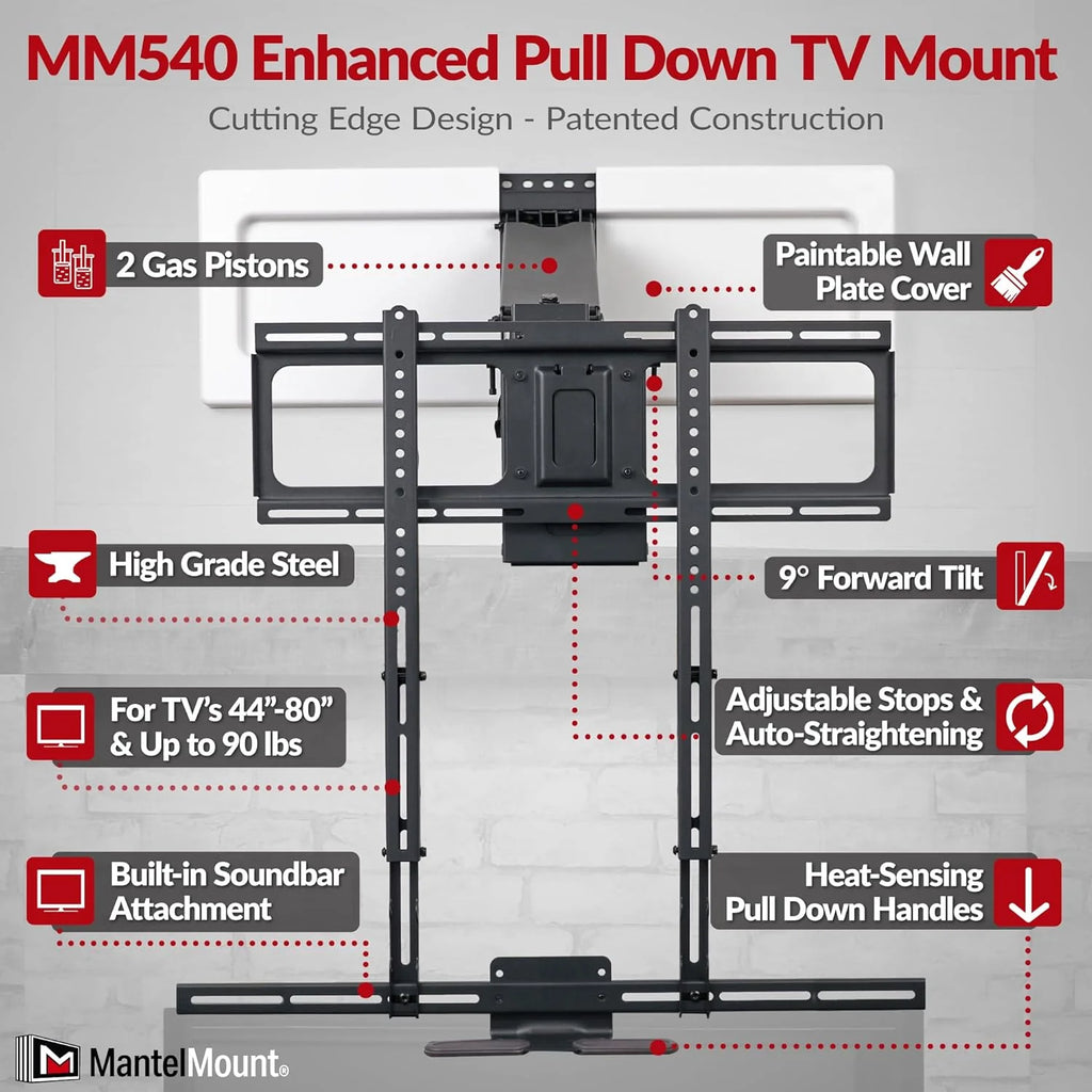 MantelMount MM540 Fireplace TV Mount, 40–80, Auto-Straightening