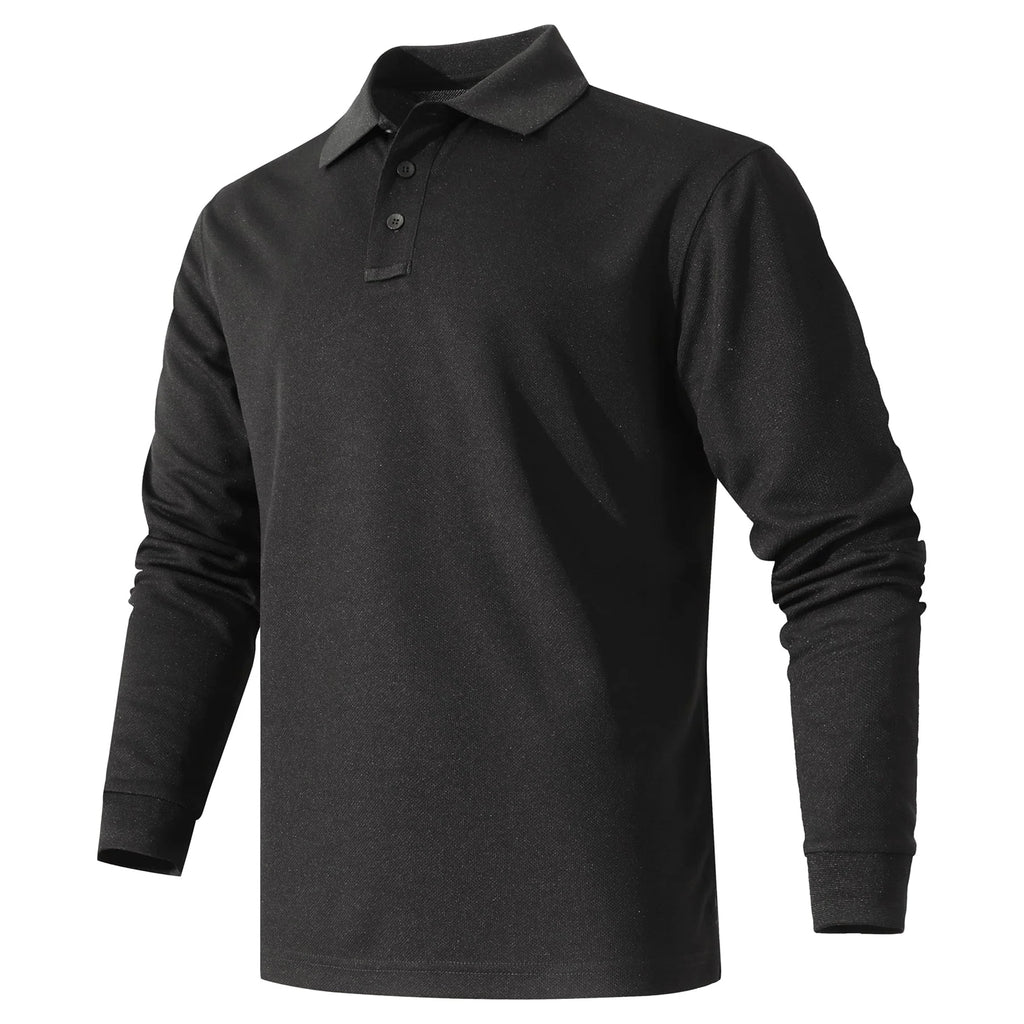 Men's Black Long Sleeve Polo