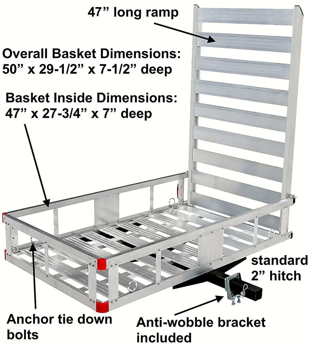 80779 Aluminum Hitch Mount Cargo Carrier with 47?测?? Long Ramp, 1 Pack