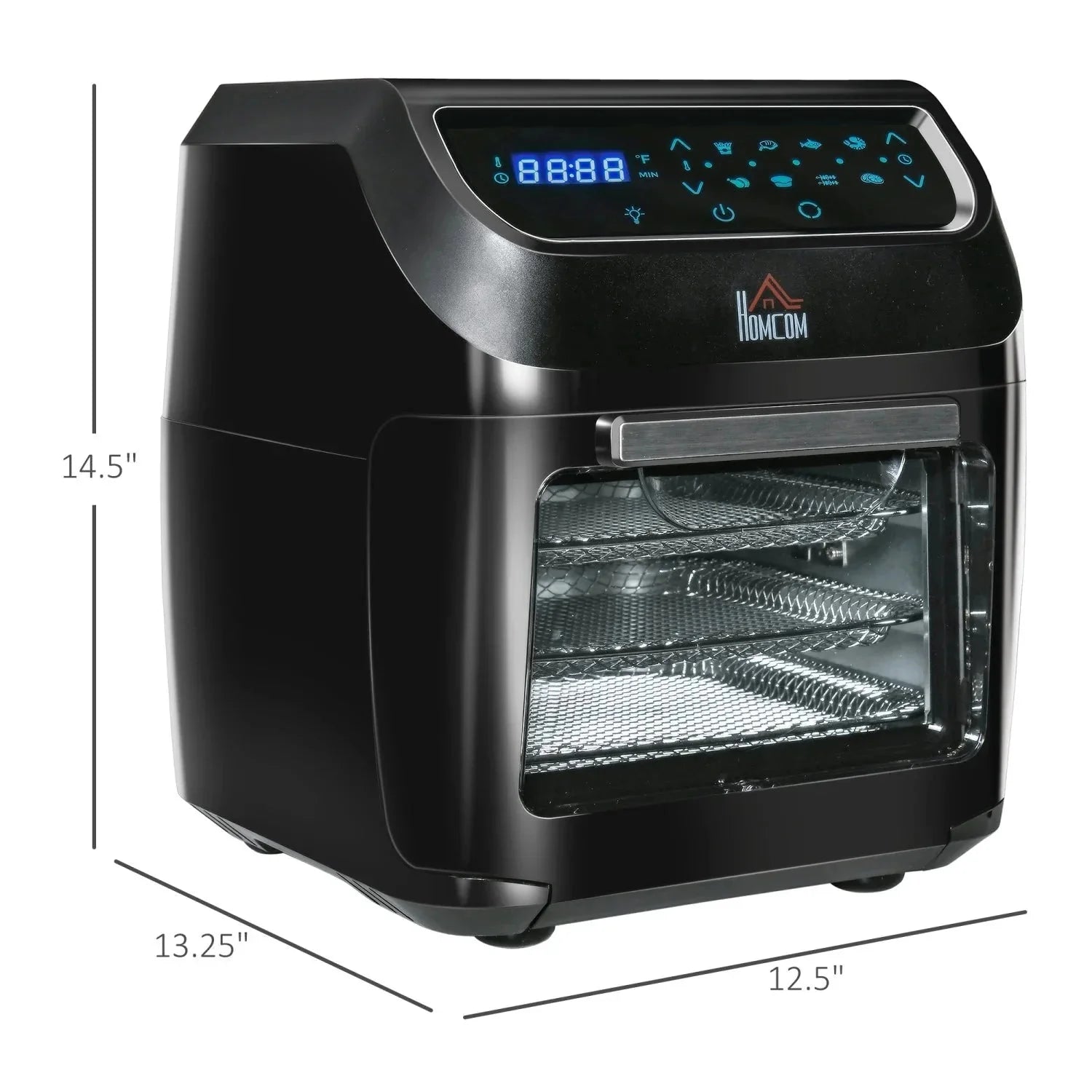 12QT Air Fryer Oven Combo, 8-in-1, 1700W, LED Display, Black, Includes Accessories