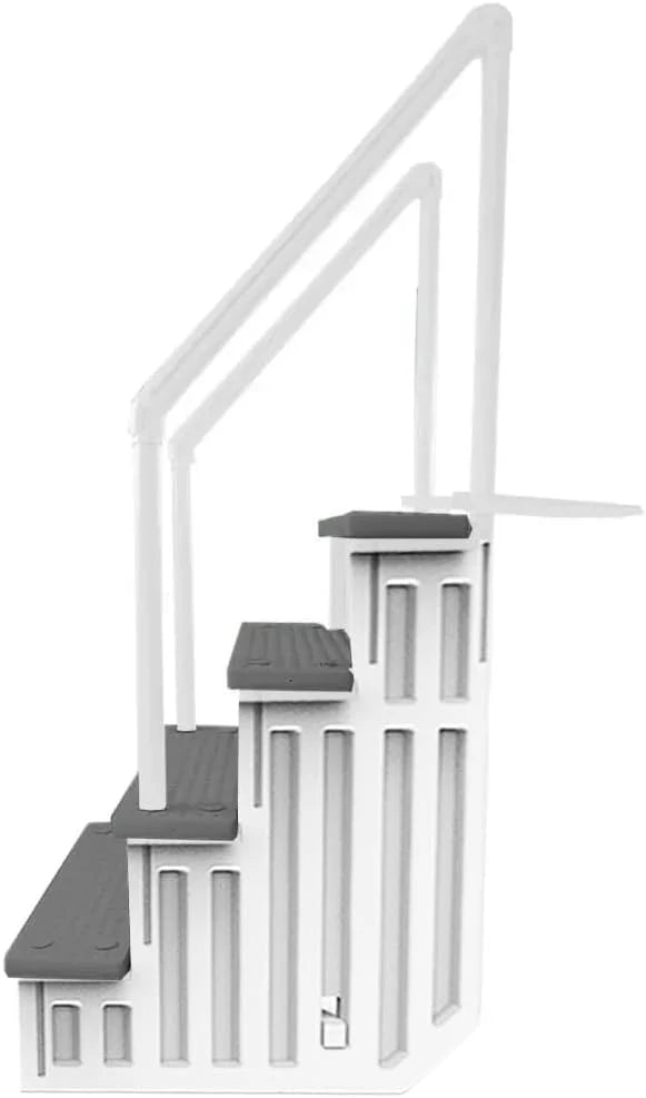 Select Anti-Slip in-Pool Steps | Gray | for Above Ground Swimming Pools | Can Mount to Decks 48 to 54 H | Safety Stairs Capacity Up to 300 lbs