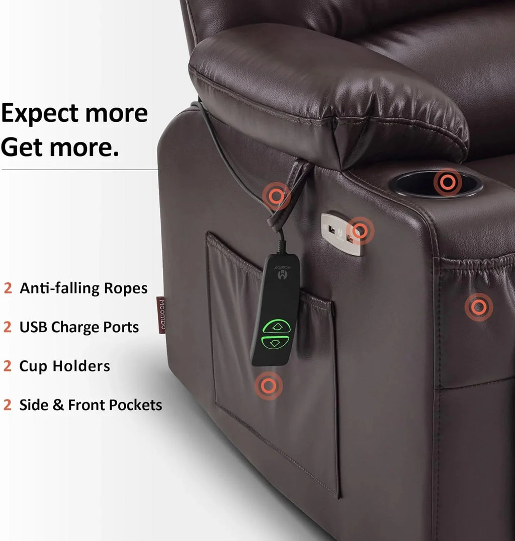 Heated Lift Recliner for Seniors with USB & Cup Holders