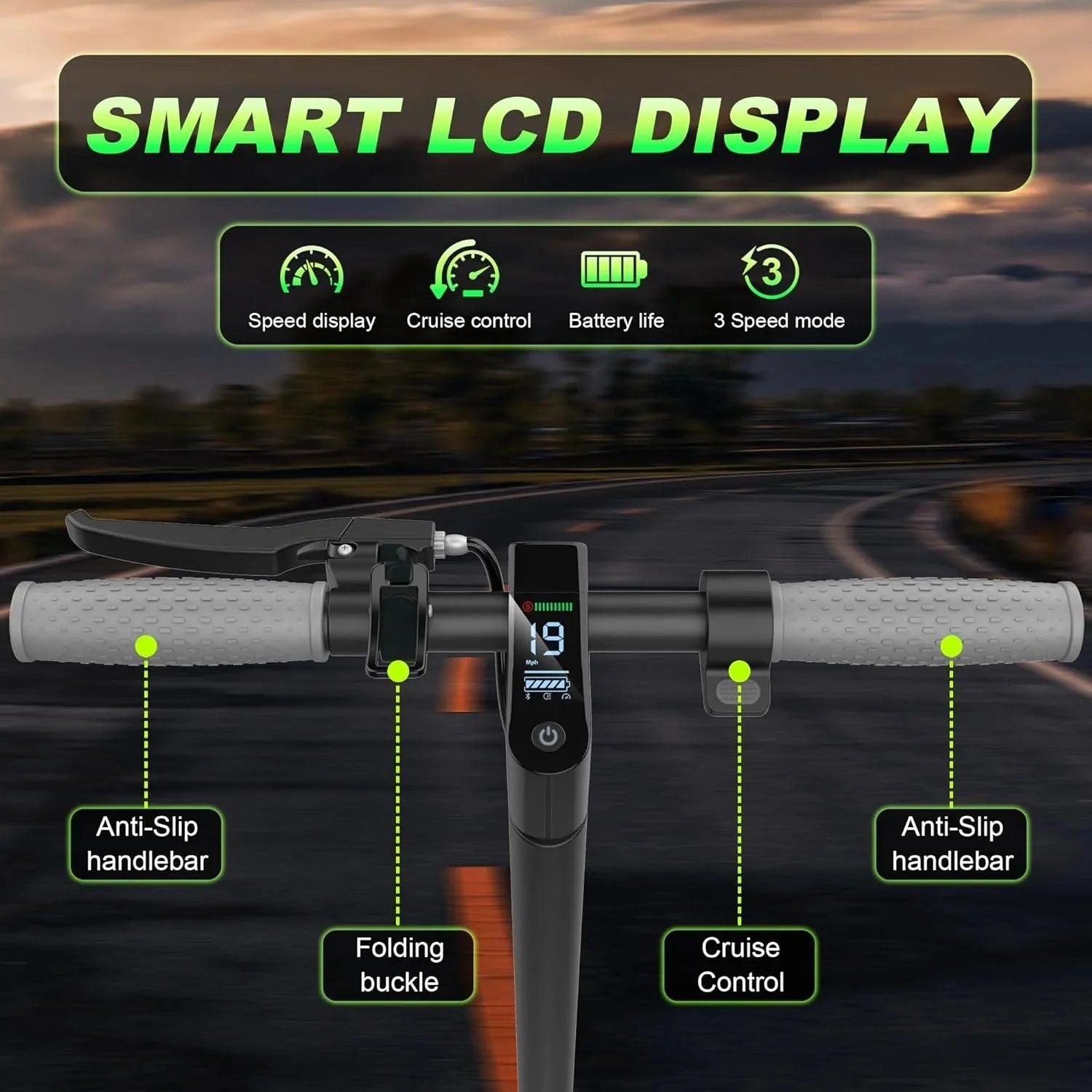 Electric Scooter - 8.5 Solid Tires, 350W Motor, Up to 19 MPH and 21-23 Miles Long-Range Portable Foldable Commuting Scooter for Adults with Double Braking System and App