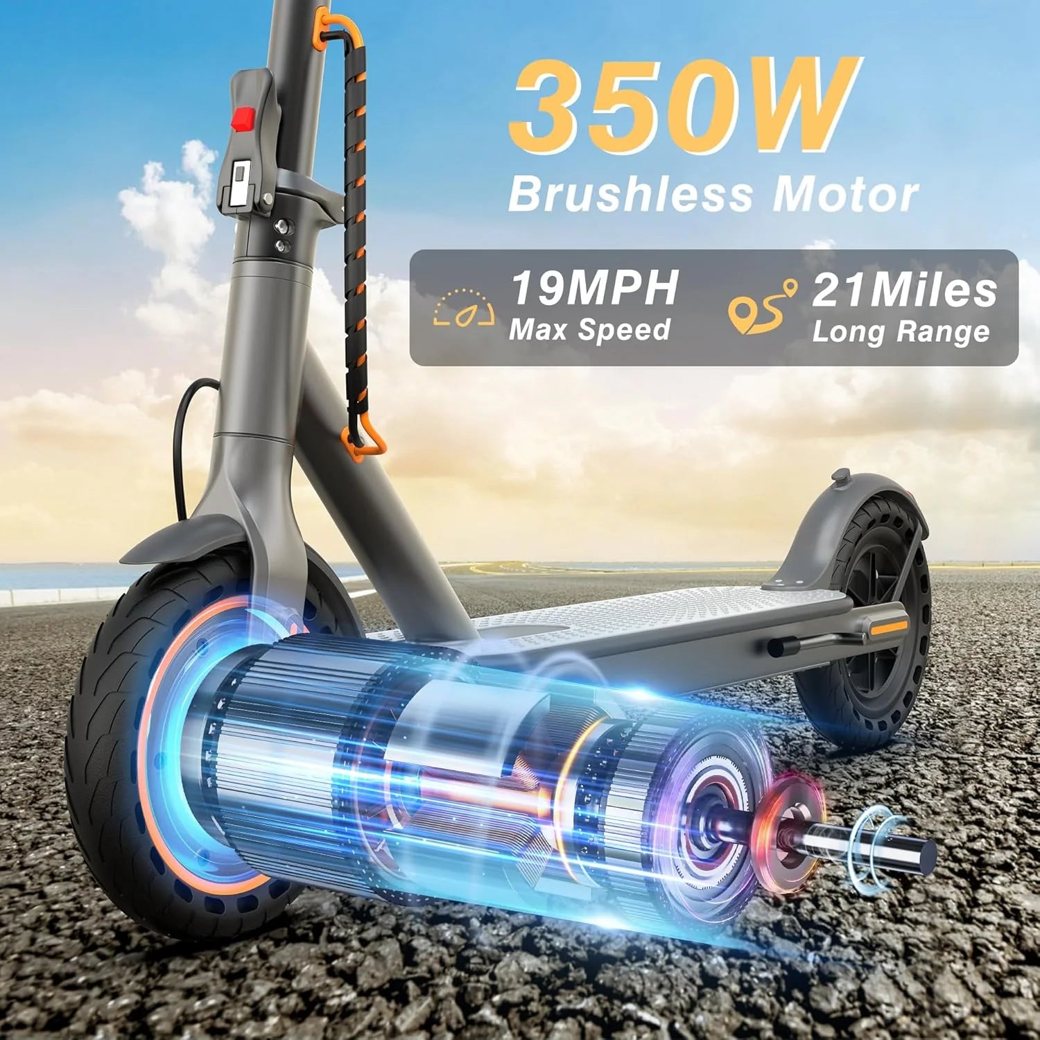 Electric Scooter - 350W/500W Motor, 22 Mph Top Speed