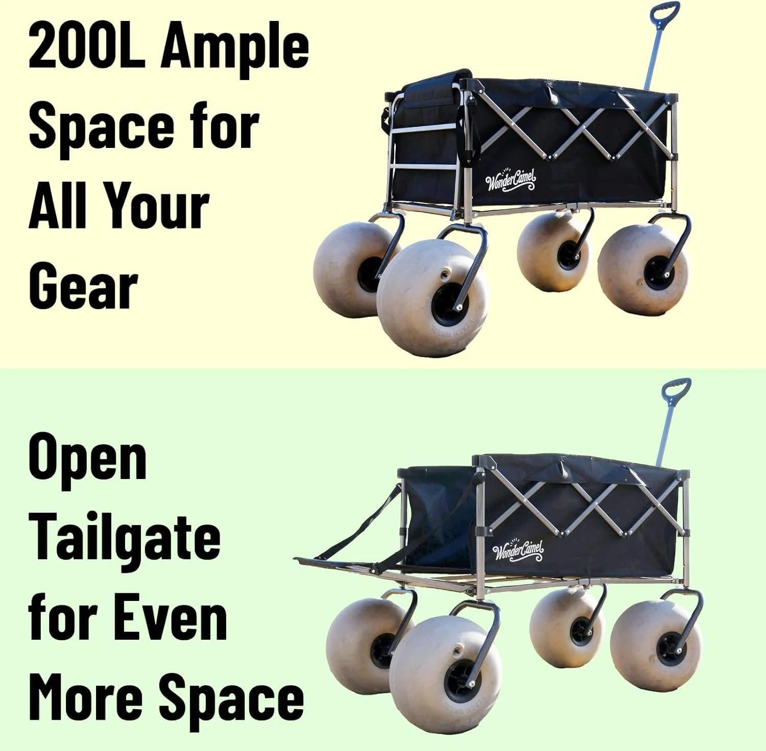 Beach Wagon with 13 Balloon Wheels, Collapsible, All-Terrain, 185L
