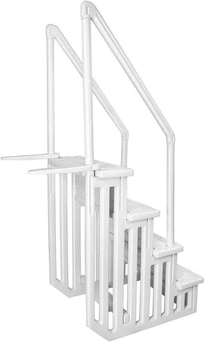 Select Anti-Slip in-Pool Steps | Gray | for Above Ground Swimming Pools | Can Mount to Decks 48 to 54 H | Safety Stairs Capacity Up to 300 lbs