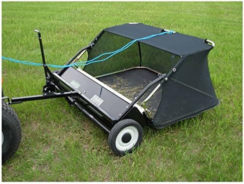 Yard Tuff 42 Inch Quick Assembly Tow Style Lawn Yard Sweeper with Brush Height Adjustment and Mesh Bag for Debris, Leaves, Grass, and More