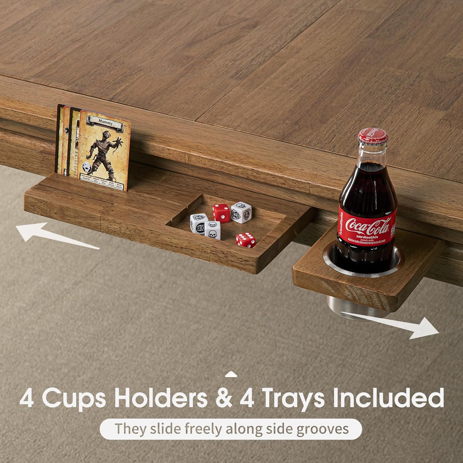 Board Game Table with Removable Top, Seats 4–6, 57x33 Play Area