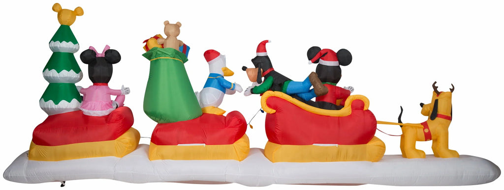 Gemmy Disney 6ft Animated Mickey & Friends Sleigh Inflatable with Lights for Christmas Decor