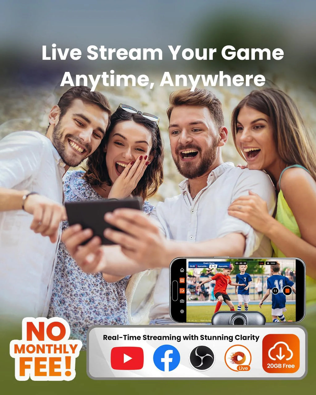 Chameleon AI 4K Sports Camera, Soccer & Basketball Tracking, No Subscription