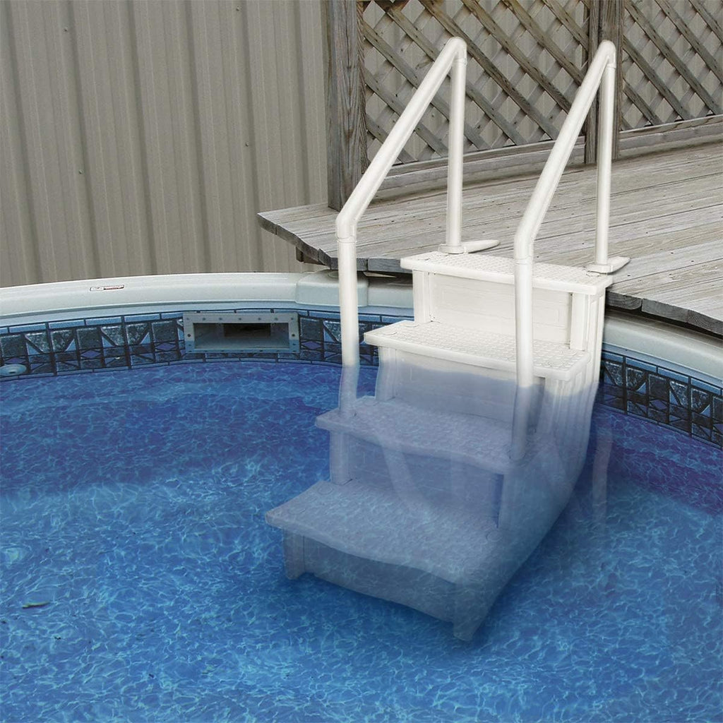 Select Anti-Slip in-Pool Steps | Gray | for Above Ground Swimming Pools | Can Mount to Decks 48 to 54 H | Safety Stairs Capacity Up to 300 lbs