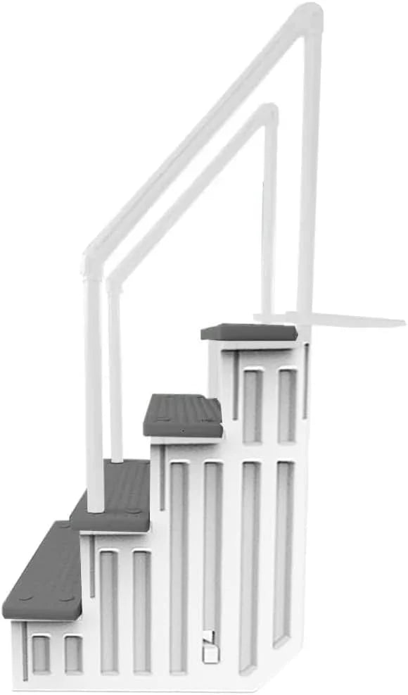 Select Anti-Slip in-Pool Steps | Gray | for Above Ground Swimming Pools | Can Mount to Decks 48 to 54 H | Safety Stairs Capacity Up to 300 lbs