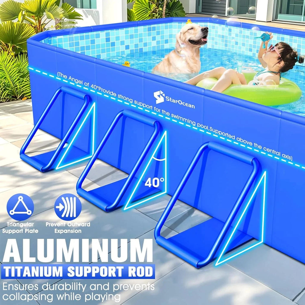 Foldable Pool, Large Non-Inflatable Swimming Pool For Kids,Adult Collapsible Pools Hard Plastic Shell, Oversized Thickened,Portable Folding Kids Pools for Backyard-Mosaic Design-115x66x20