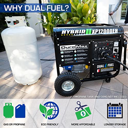 DuroMax XP12000EH Dual Fuel Generator – 12,000W Gas/Propane, 457cc 4-Stroke Engine, EPA/CARB Compliant