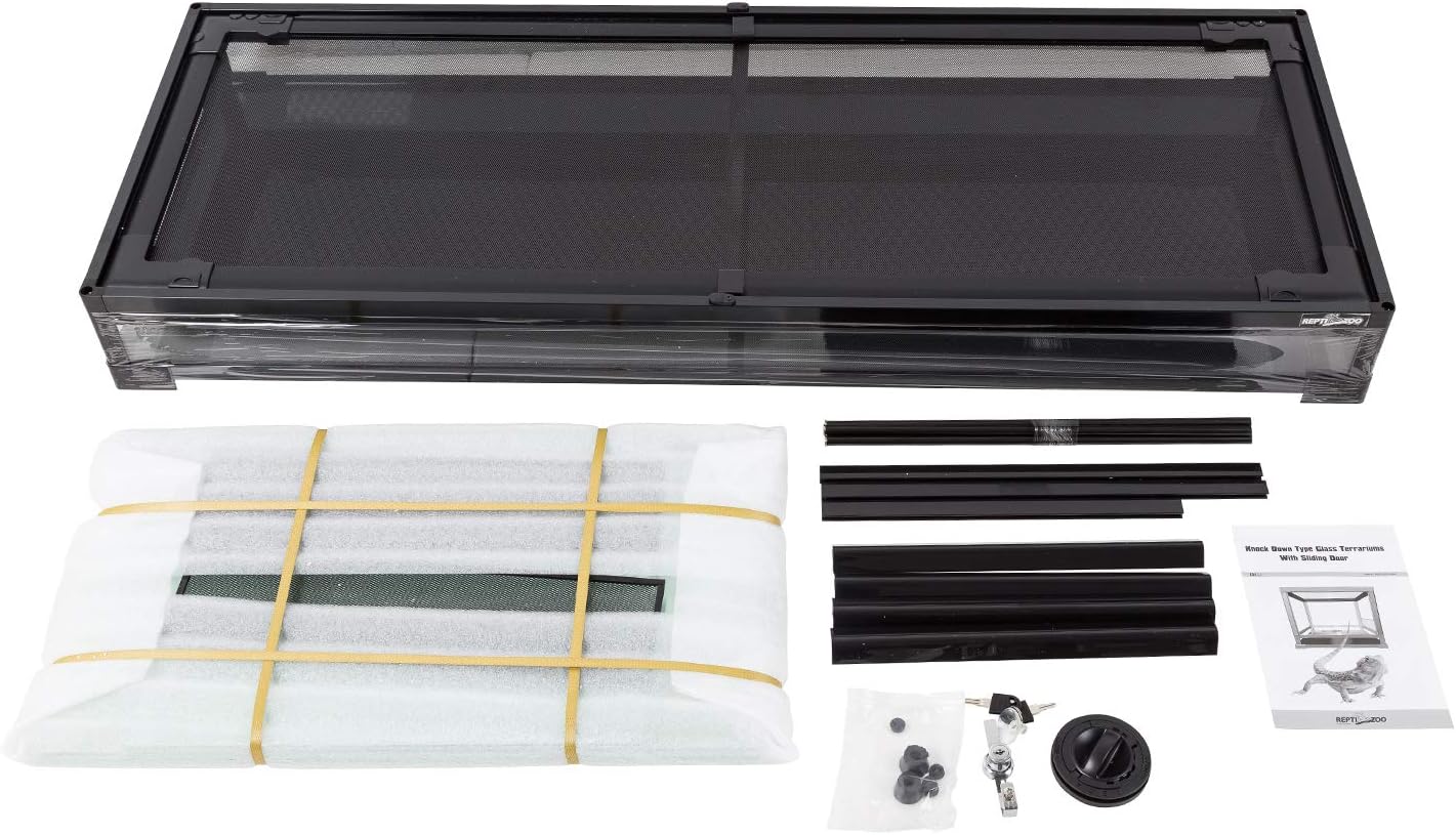 REPTI ZOO 67 Gallon Reptile Terrarium, Sliding Glass Doors, 48x18x18