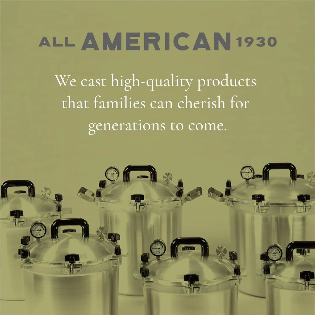 All American 1930: 21.5qt Pressure Cooker/Canner (The 921) – Exclusive Metal to Metal Sealing System – Easy to Open & Close – Suitable for Gas, Electric, or Flat Top Stoves – Made in the USA