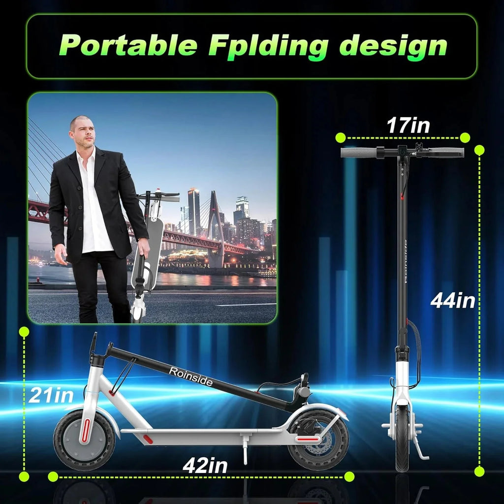 Electric Scooter - 8.5 Solid Tires, 350W Motor, Up to 19 MPH and 21-23 Miles Long-Range Portable Foldable Commuting Scooter for Adults with Double Braking System and App