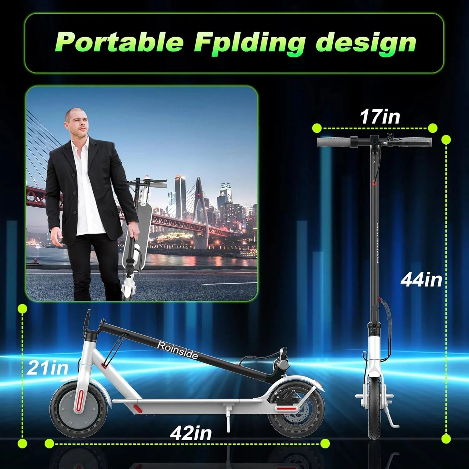Electric Scooter - 8.5 Solid Tires, 350W Motor, Up to 19 MPH and 21-23 Miles Long-Range Portable Foldable Commuting Scooter for Adults with Double Braking System and App