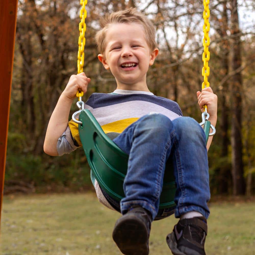 DIY Outing III Wooden Outdoor Playset with Tarp Roof, Rock Wall, Wave Slide, Swings, and Backyard Swing Set Accessories